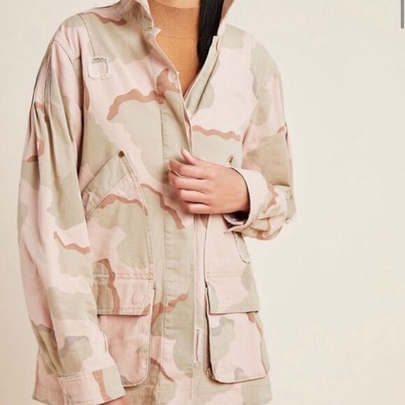 ANTHROPOLOGIE Lida Pink Camo Utility Jacket - Small - Picture 2 of 11